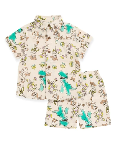 Toy Story Toddler Boys Disney Cotton Gauze Matching Family Button Down Shirt Shorts Outfit Set