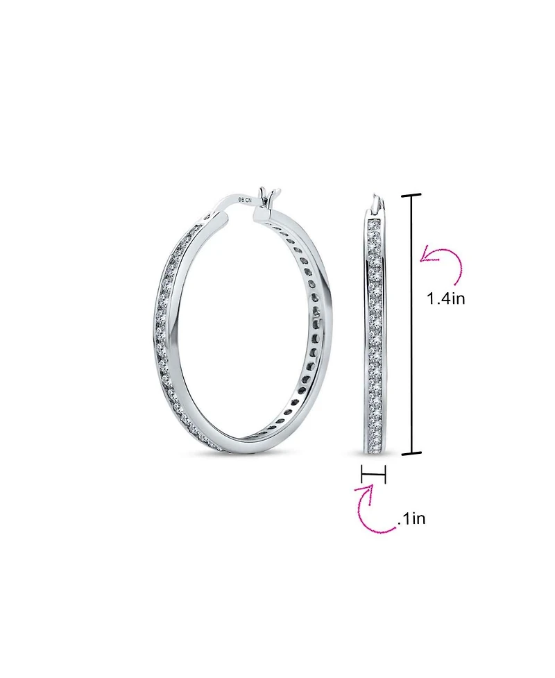 Bling Jewelry Cubic Zirconia Pave Cz Large Statement Big Hoops Earring 14K Yellow Gold Plated .925 Sterling Silver 1.5 Inch Diameter