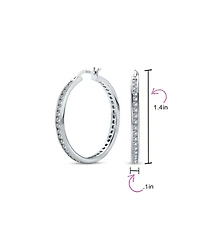 Bling Jewelry Cubic Zirconia Pave Cz Large Statement Big Hoops Earring 14K Yellow Gold Plated .925 Sterling Silver 1.5 Inch Diameter