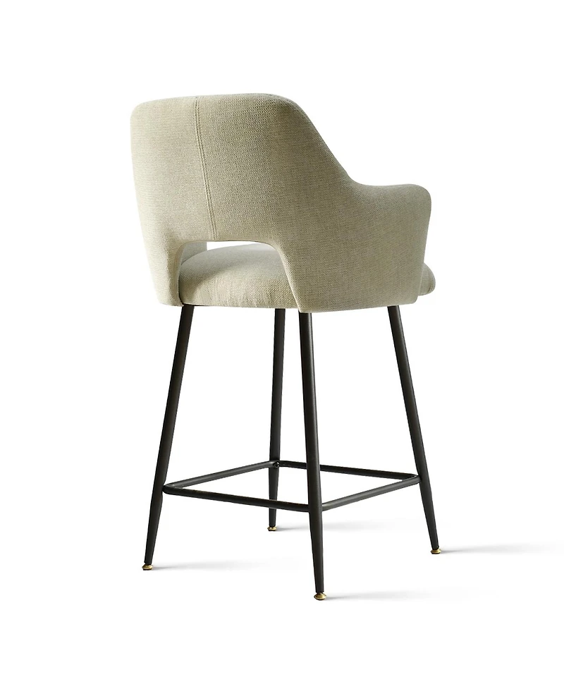 25.5" Armrest Counter Stools Set of 2,Upholstered Counter Height Barstools with Back-Maison Boucle