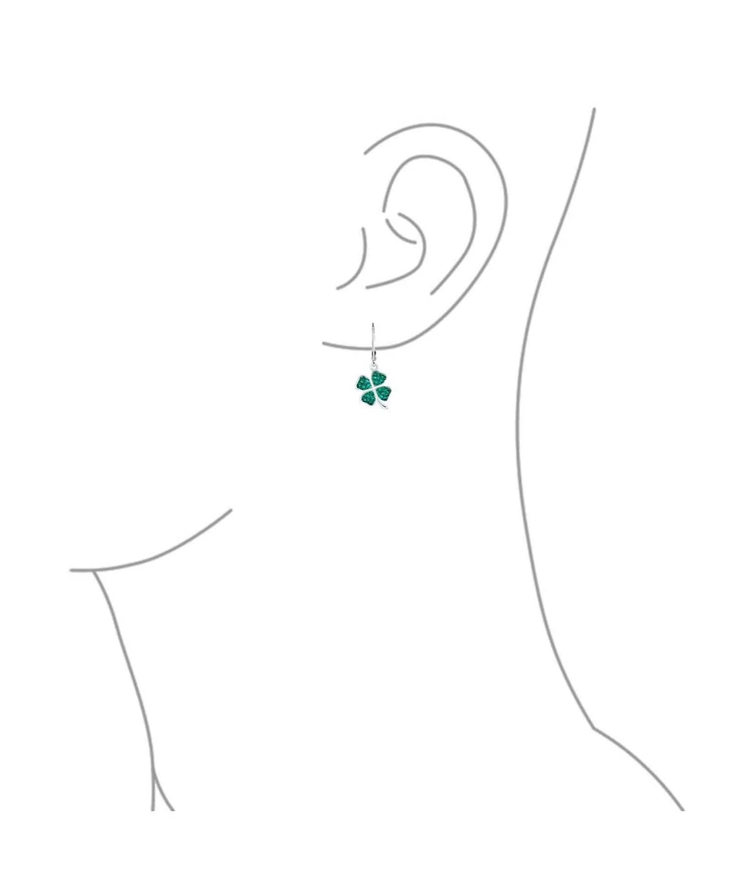 Bling Jewelry Celtic Irish Good Luck Sparkling Green Crystal Clover Shamrock Dangle Earrings Charm .925 Sterling Silver Lever back