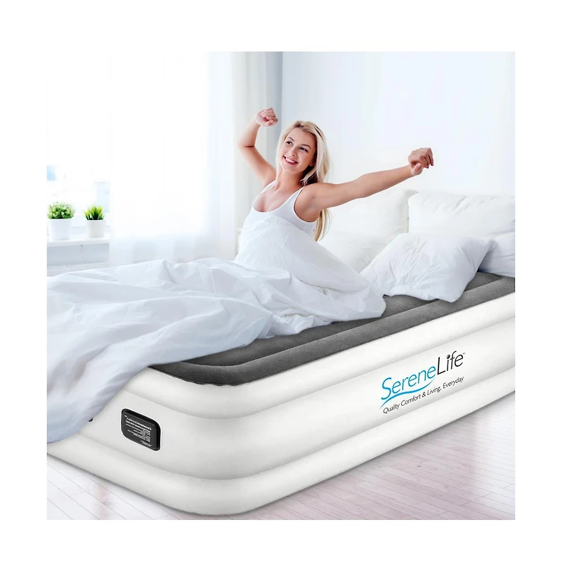 SereneLife 18" Full Premium Raised Airbed With Built-in Pump