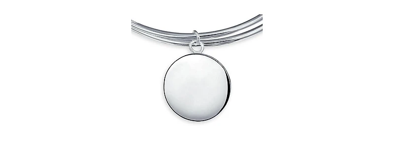 Bling Jewelry Sterling Silver Bangle Bracelet Disc Minimalist Design Expandable Adjustable