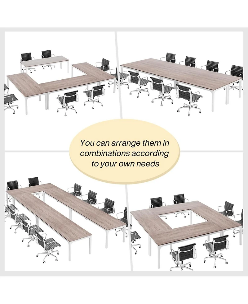 Tribesigns 78.74-Inch Conference Table Set of 2, 13FT Room Table, Large Rectangle Meeting Seminar for 8-10 Person,Long Business T