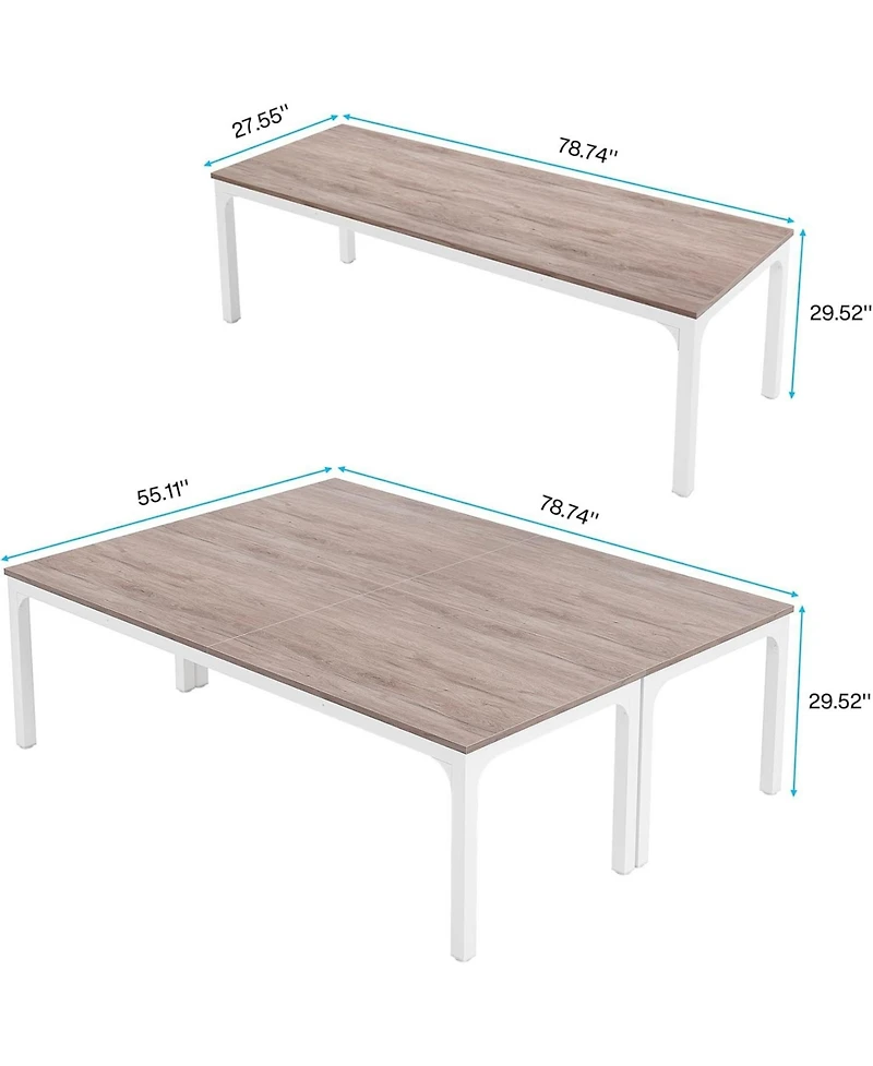 Tribesigns 78.74-Inch Conference Table Set of 2, 13FT Room Table, Large Rectangle Meeting Seminar for 8-10 Person,Long Business T