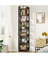 Tribesigns 78.7" Extra Tall Corner Shelf, 7 Tier Skinny Bookcase Corner Bookshelf for Small Spaces, Freestanding Display Shelves, Narrow Corner Storag