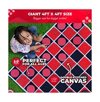 2-in-1 Vintage Giant Checkers and Tic Tac Toe Game With Mat (4 ft. x 4 ft.) - 100% Machine-Washable Canvas - Giant Games