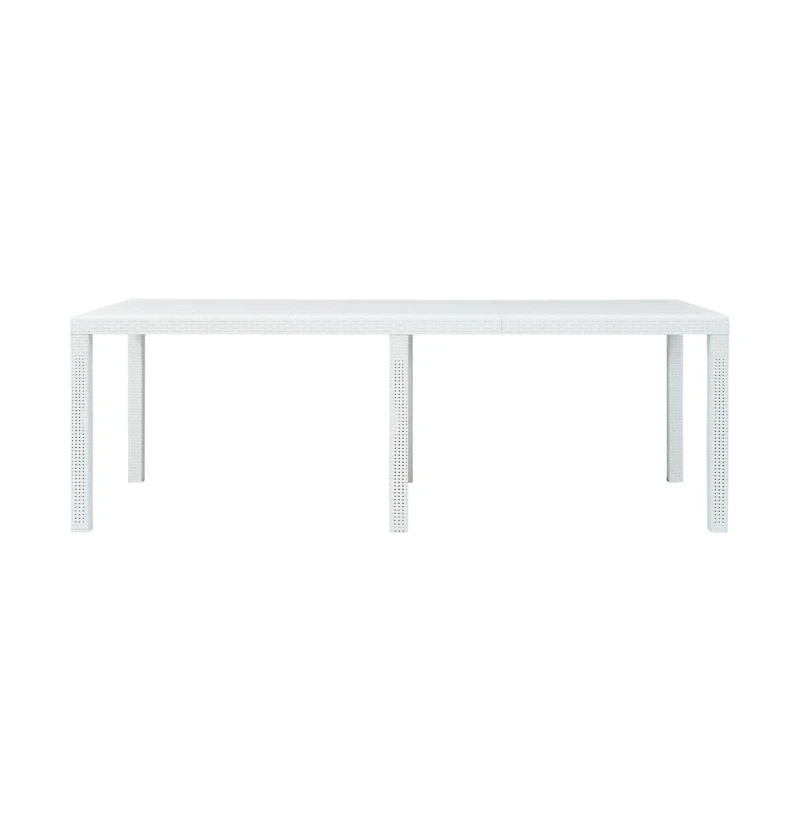 vidaXL Patio Table White 86.6"x35.4"x28.3" Plastic Rattan Look