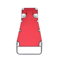 vidaXL Folding Sun Lounger with Head Cushion Powder-coated Steel Red