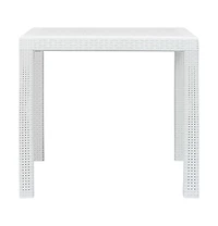 vidaXL Patio Table White 31.1"x31.1"x28.3" Plastic Rattan Look