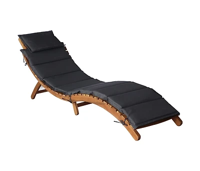 vidaXL Sun Lounger with Cushion Solid Acacia Wood Dark Gray