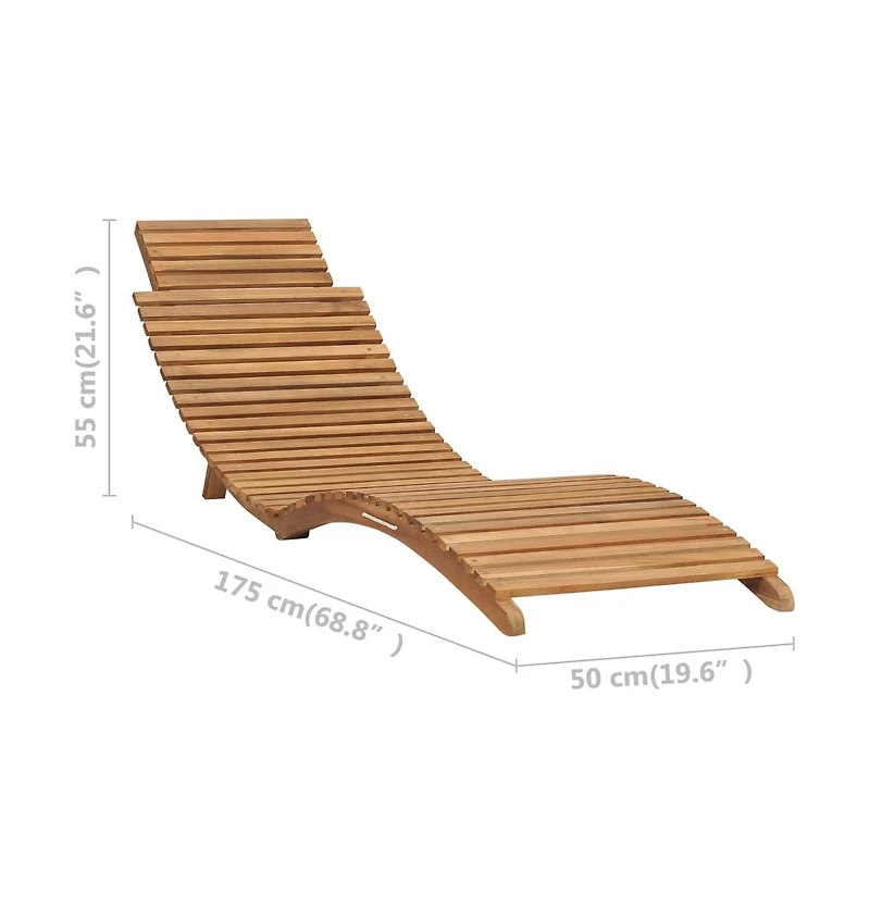 vidaXL Folding Sun Lounger with Table Solid Teak Wood