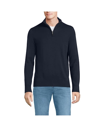 Lands' End Men's Tall Long Sleeve Fine Gauge Cotton Quarter Zip Sweater