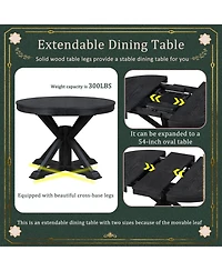 Slickblue Retro Extendable Dining Table with 12-Inch Leaf for Functional and Living Room Spaces