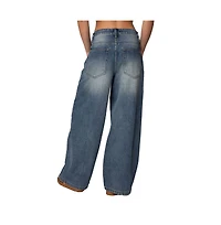 Edikted Womens Skater Girl Washed Low Rise Jeans