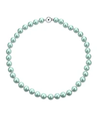 Bling Jewelry White Strand Necklace Rhodium Plated Crystal Clasp Pearl 10MM 16 Inch