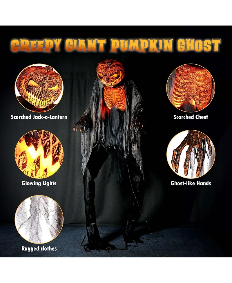 Yescom Scary Animated Pumpkin Halloween Decor 7 Ft with Motion & Sound Activated for Party
