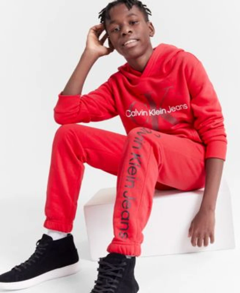 Calvin Klein Big Boys Old School Logo Pullover Hoodie Joggers