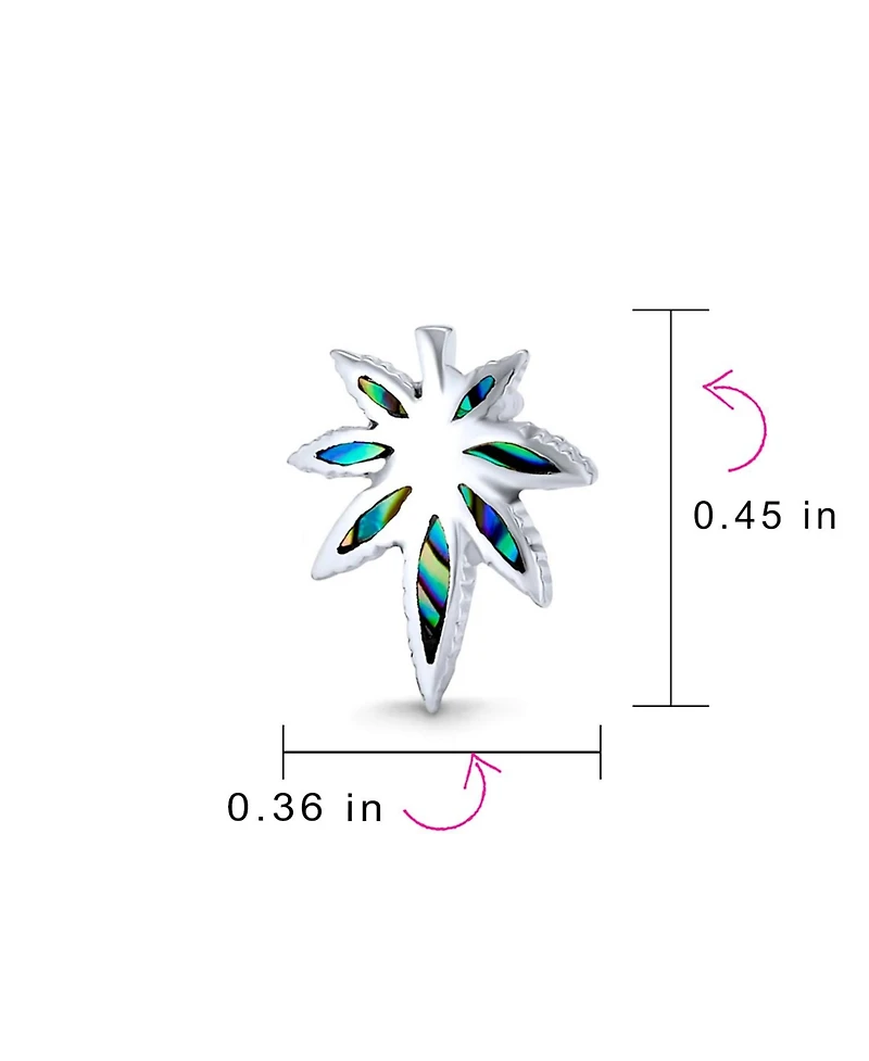 Bling Jewelry Rainbow Iridescent Inlay Abalone Shell Weed Marijuana Leaf Stud Earrings Western Jewelry .925 Sterling Silver Lever Back