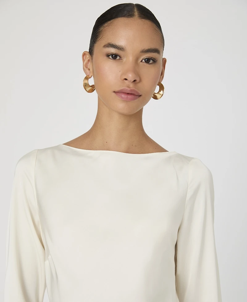 French Connection Women's Ennis Satin Long Sleeve Mini Dress