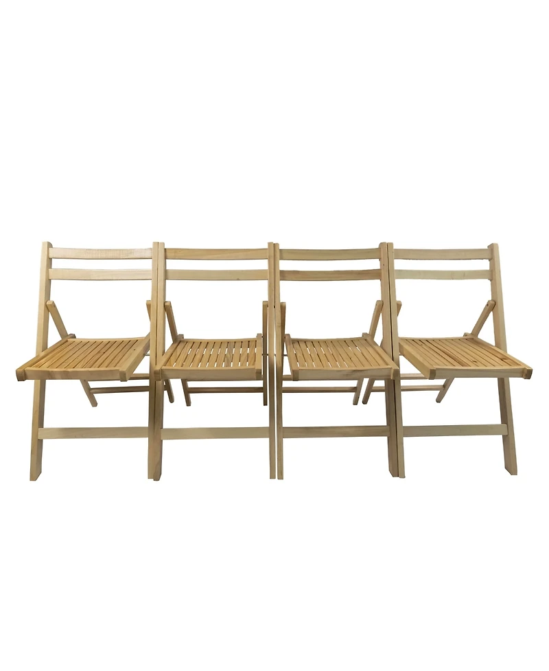 Set of 4 Slatted Wood Folding Chairs – Foldable Style for Special Events