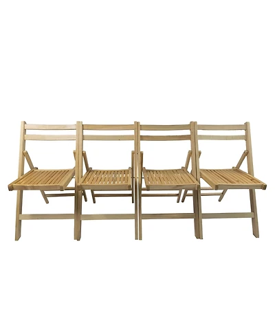 Set of 4 Slatted Wood Folding Chairs – Foldable Style for Special Events
