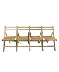 Set of 4 Slatted Wood Folding Chairs – Foldable Style for Special Events