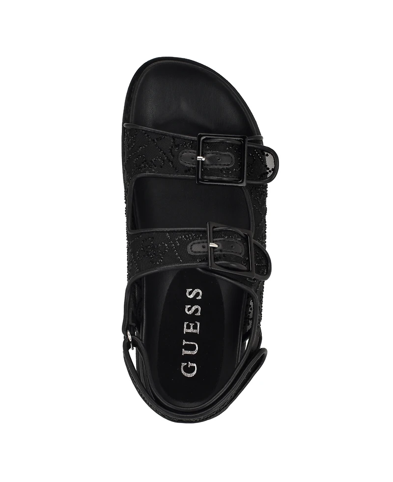 Guess Women's Frella Two Band Embellished Footbed Sandals