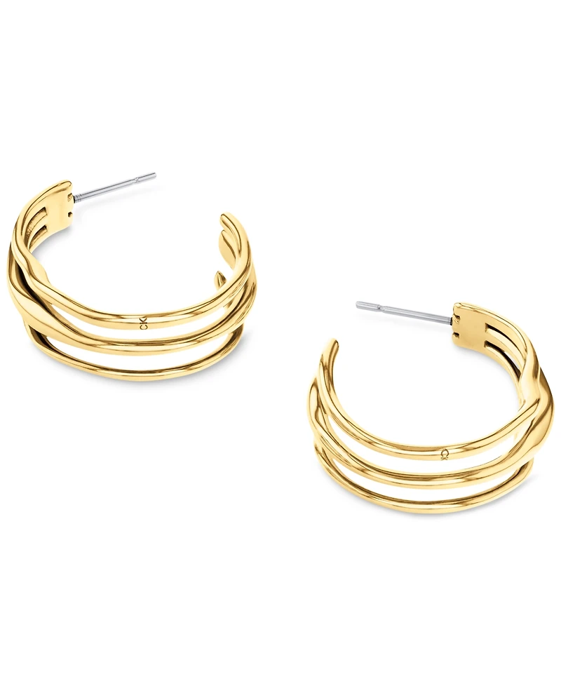 Calvin Klein Medium Wavy Triple-Row C-Hoop Earrings, 1.04"