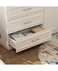 Famapy 6-Door Big Armoires with 2 Hanging Rods, 3-Drawers, Shelves