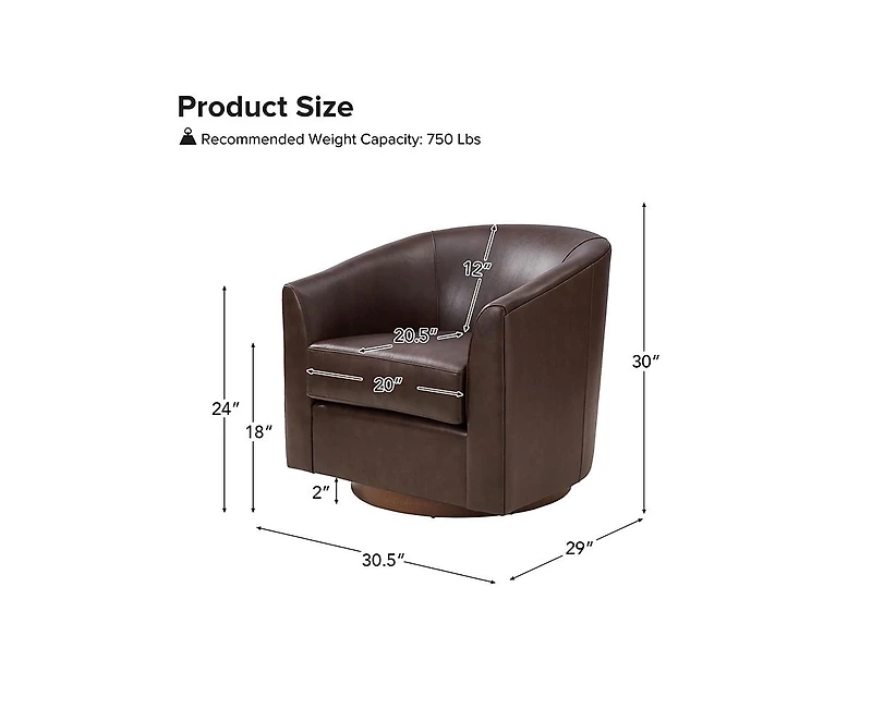 Althea Modern Swivel Barrel Chair with Sturdy Solid Wood Base