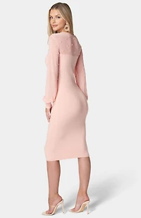 Bebe Women's Pearl Mesh Sweater Dress