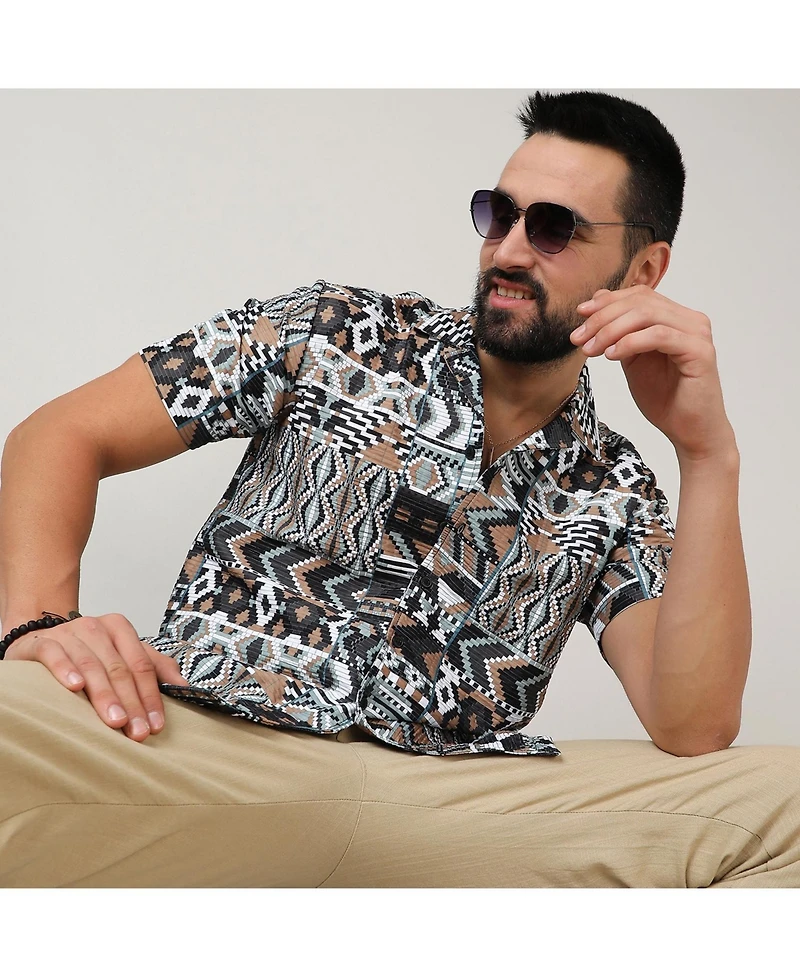 Men's Mocha Brown & Sage Green Bohemian Shirt