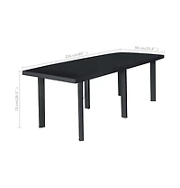 vidaXL Patio Table Anthracite 85"x35.4"x28.3" Plastic