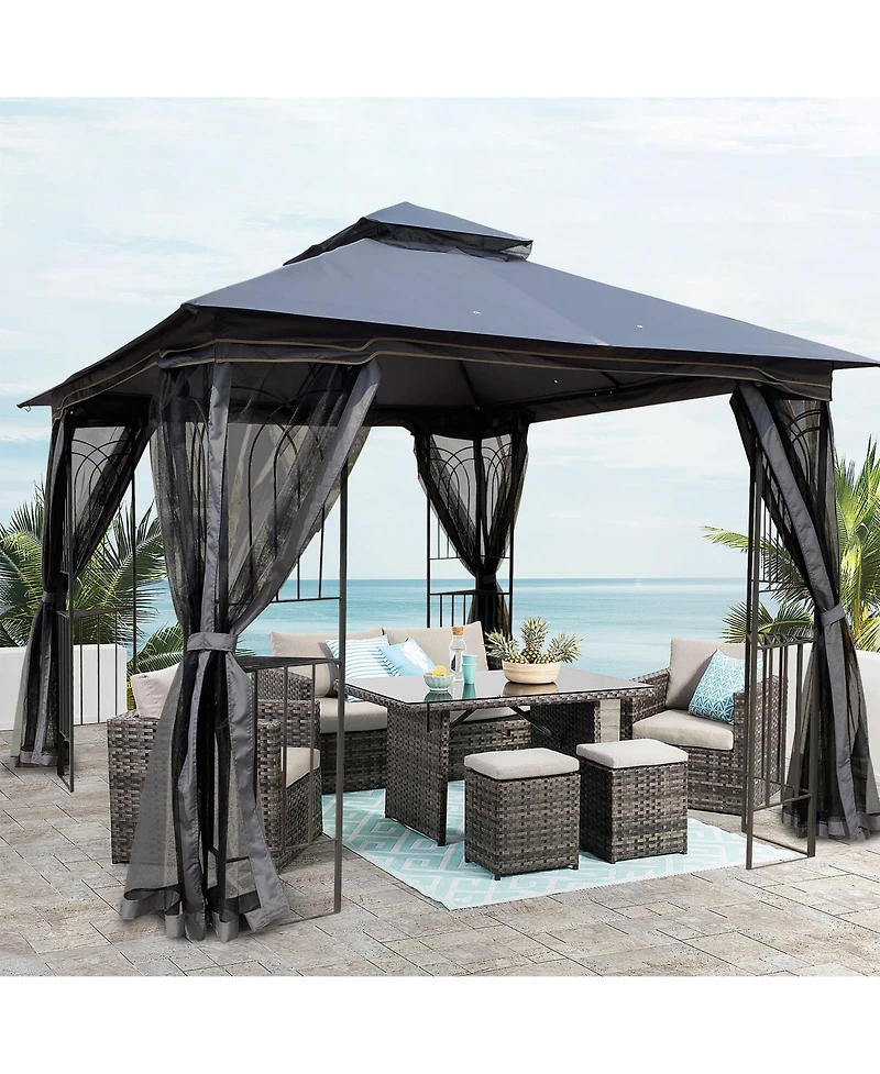 Slickblue 10x10 Outdoor Patio Gazebo Canopy Tent with Ventilated Roof and Mosquito Netting for Insect Protection