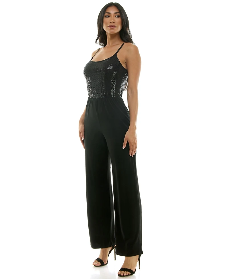 Bebe Women's Scoop Neck Disco Dot Jumpsuit