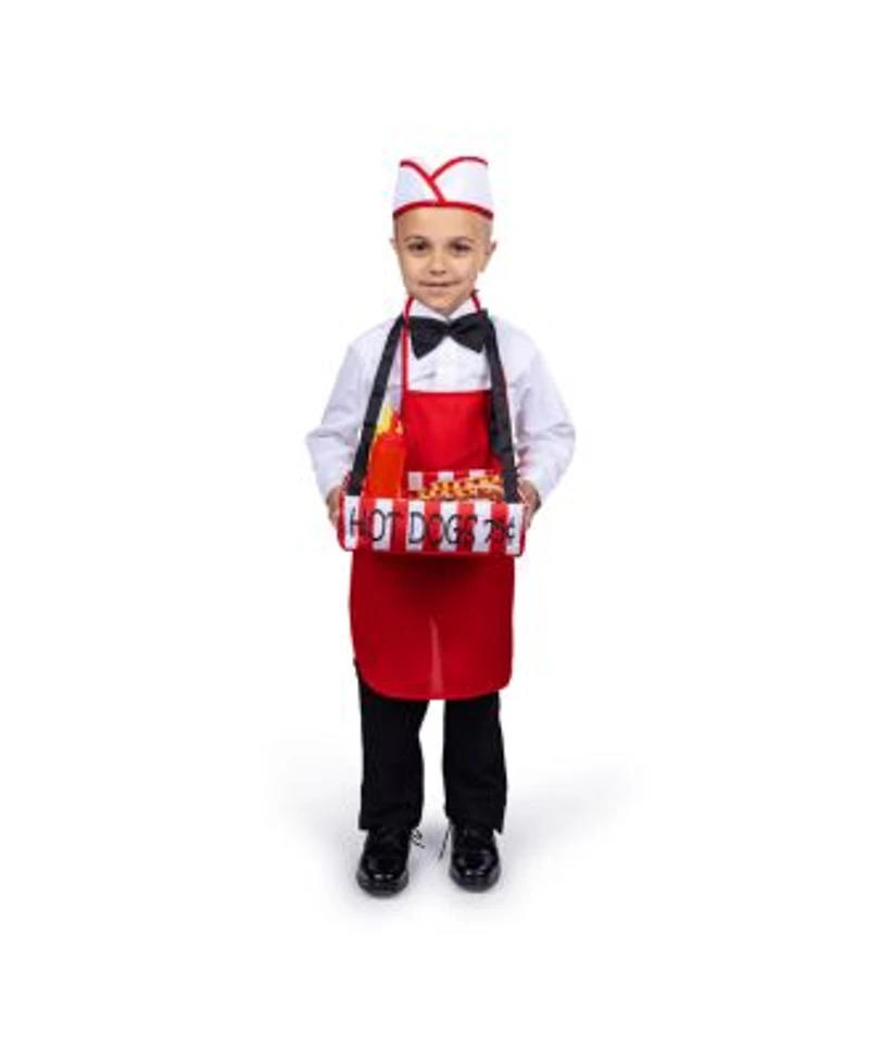 Dress Up America Hot Dog Vendor Costume Set Kids Boys Girls