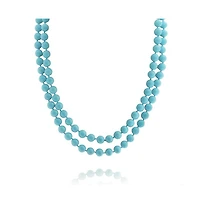 Bling Jewelry Classic Western Style 10MM Round Ball Bead Endless 70 Inch Long Strand Double Triple Wrap Layer Synthetic Blue Turquoise Necklace
