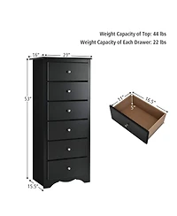 6 Drawers Chest Dresser Clothes Storage Bedroom Furniture Cabinet