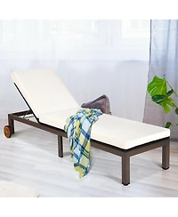 Inolait Sugift Outdoor Wicker Patio Chaise Lounge Recliner Chair with 5-Position Adjustment and Wheels