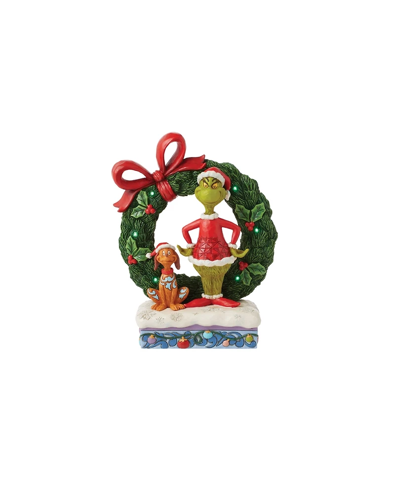 Jim Shore Grinch and Max in Wreath Figurine