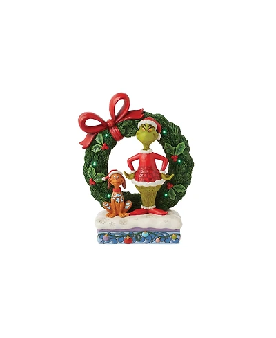 Jim Shore Grinch and Max in Wreath Figurine