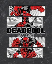 Fifth Sun Men's Deadpool 4 Panel 2 Tone Short Sleeve Mineral Wash Tee