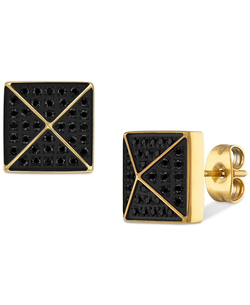 Esquire Men's Jewelry Diamond Pyramid Stud Earrings (1/3 ct. t.w.) Gold-Tone Ion-Plated Stainless Steel, Created for Macy's