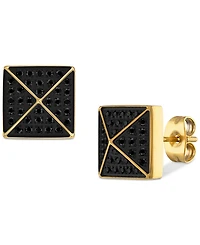 Esquire Men's Jewelry Diamond Pyramid Stud Earrings (1/3 ct. t.w.) Gold-Tone Ion-Plated Stainless Steel, Created for Macy's