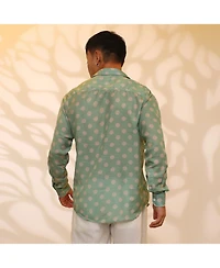 Campus Sutra Men's Grass Green Polka Dot Shirt