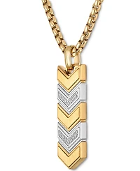 Esquire Men's Jewelry Diamond Chevron Link Dog Tag Pendant Necklace (1/6 ct. t.w.) in Stainless Steel & Gold-Tone Plated Stainless Steel