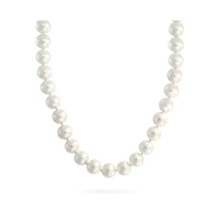 Bling Jewelry White Strand Necklace Rhodium Plated Crystal Clasp Pearl 10MM 16 Inch