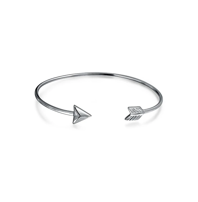 Bling Jewelry Delicate Minimalist Thin Stackable Cupids Arrow Tips Bangle Cuff Bracelet .925 Sterling Silver