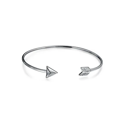 Bling Jewelry Delicate Minimalist Thin Stackable Cupids Arrow Tips Bangle Cuff Bracelet .925 Sterling Silver